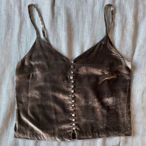 Madewell Womens Velvet Button Down Cami Gray sz 6